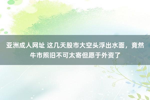 亚洲成人网址 这几天股市大空头浮出水面，竟然牛市照旧不可太寄但愿于外资了
