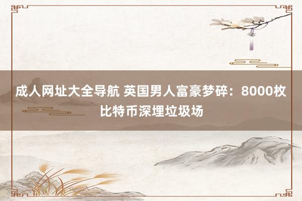 成人网址大全导航 英国男人富豪梦碎：8000枚比特币深埋垃圾场